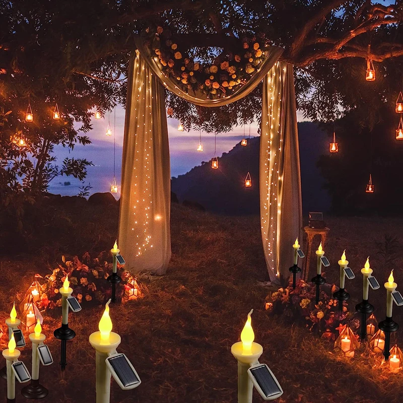 Luz Solar de jardín con candelabros, lámpara LED Solar impermeable, decoración de camino de césped de jardín al aire libre