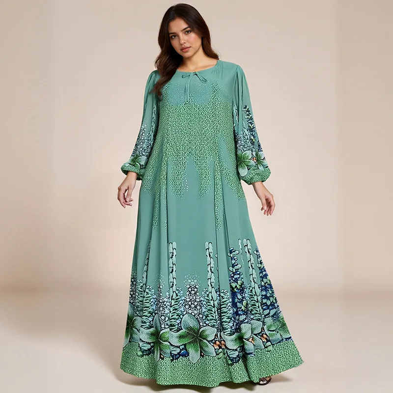 

African Dresses for Women Elegant Spring Long Sleeve Dashiki Pleated Maxi Dress Ladies Traditional Africa Clothing Fairy Dreaes