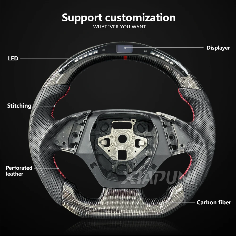 Fit For Chevrolet Steering Wheel Corvette Camaro SS ZL1 RPM LED Customized Carbon Fiber Racing Wheel 2016-2022 Model