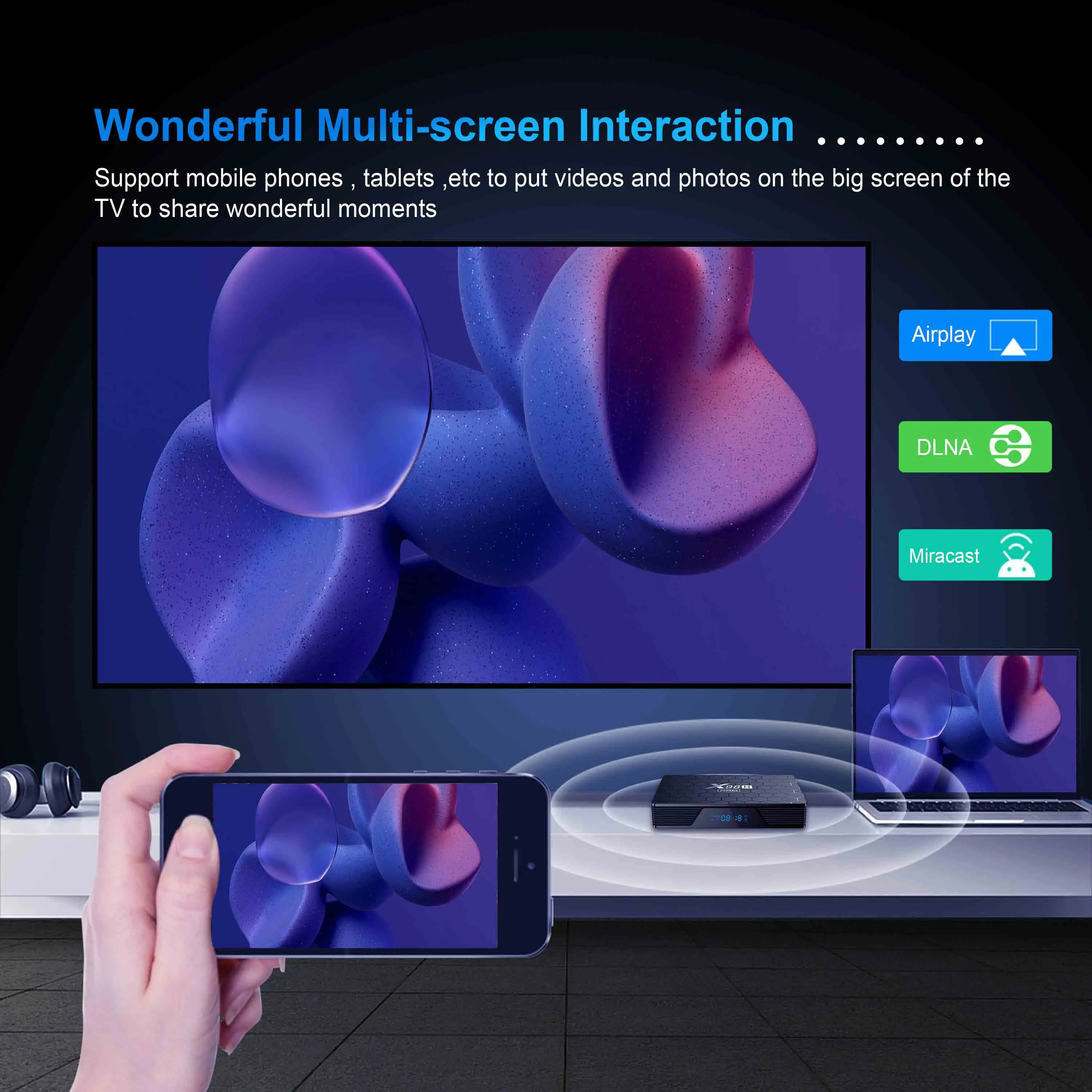 Android 12 X98H PRO Smart TV BOX 4G 32G 64G Wifi de Doble Banda 2.4 y 5G Decodificación de Video 4K 6K Reproductor Multimedia Allwinner H618 Set Top Box