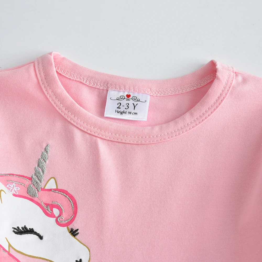 DXTON Mädchen Einhorn Cartoon Print Kleid Kinder Rosa Prinzessin Mesh Tüll Geburtstag Party Festival Kleider Kinder Kleidung 3-8 Jahre – Detail 6