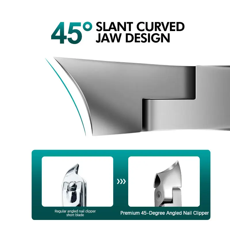 Kit de cortaúñas de alta resistencia, color plateado, apertura amplia, mandíbula Diagonal ultraancha, cortador de uñas de los pies con borde inclinado para uñas gruesas encarnadas