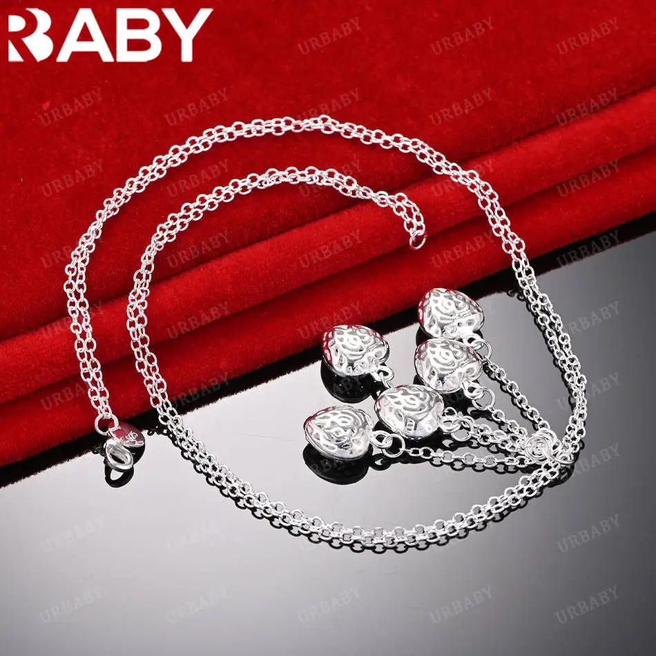 

URBABY 45cm 925 Sterling Silver Rose Tassel Chain Necklace For Women Charm Trend Birthday Gifts Fashion Party