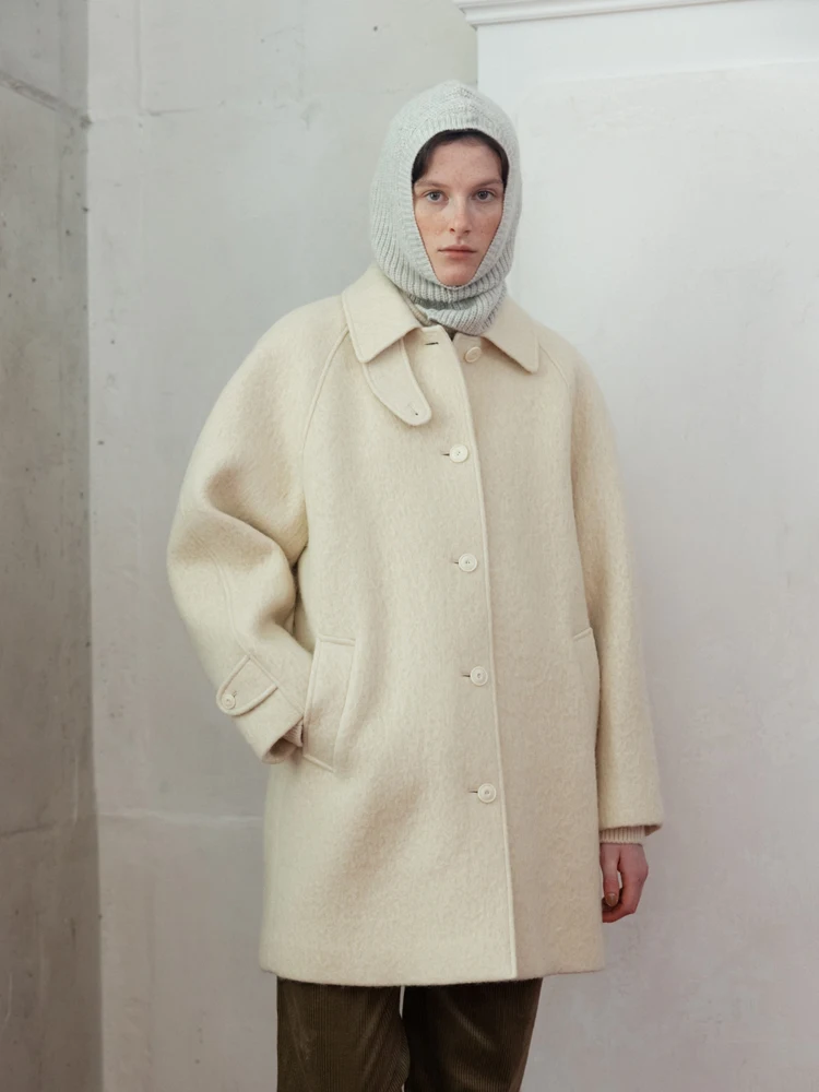 

Lerobe Warm Woolen Coat Spring 2025 Loose Casual Sle/heynova Office Lady Faion Cheered Pattern Long Sve Button up irt