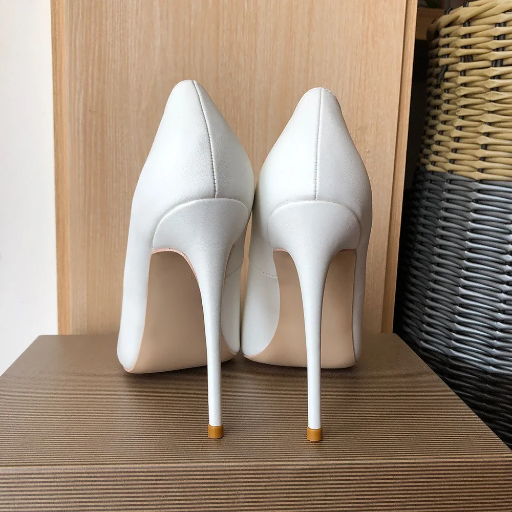 Tikicup حديثا الأبيض ماتي 8 سنتيمتر 10 سنتيمتر 12 سنتيمتر عالية الكعب النساء أشار تو الانزلاق على الضحلة خنجر مضخات OL العمل السيدات أحذية الزفاف