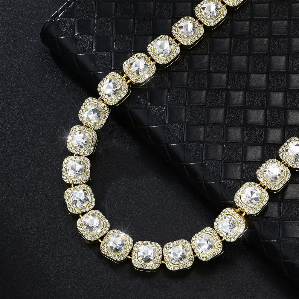 الهيب هوب 12 مللي متر مايكرو تمهيد الشق مكعب الزركون 1 صف سبيكة تنس سلسلة سوار قلادة بلينغ رجالي للرجال النساء مجوهرات #5