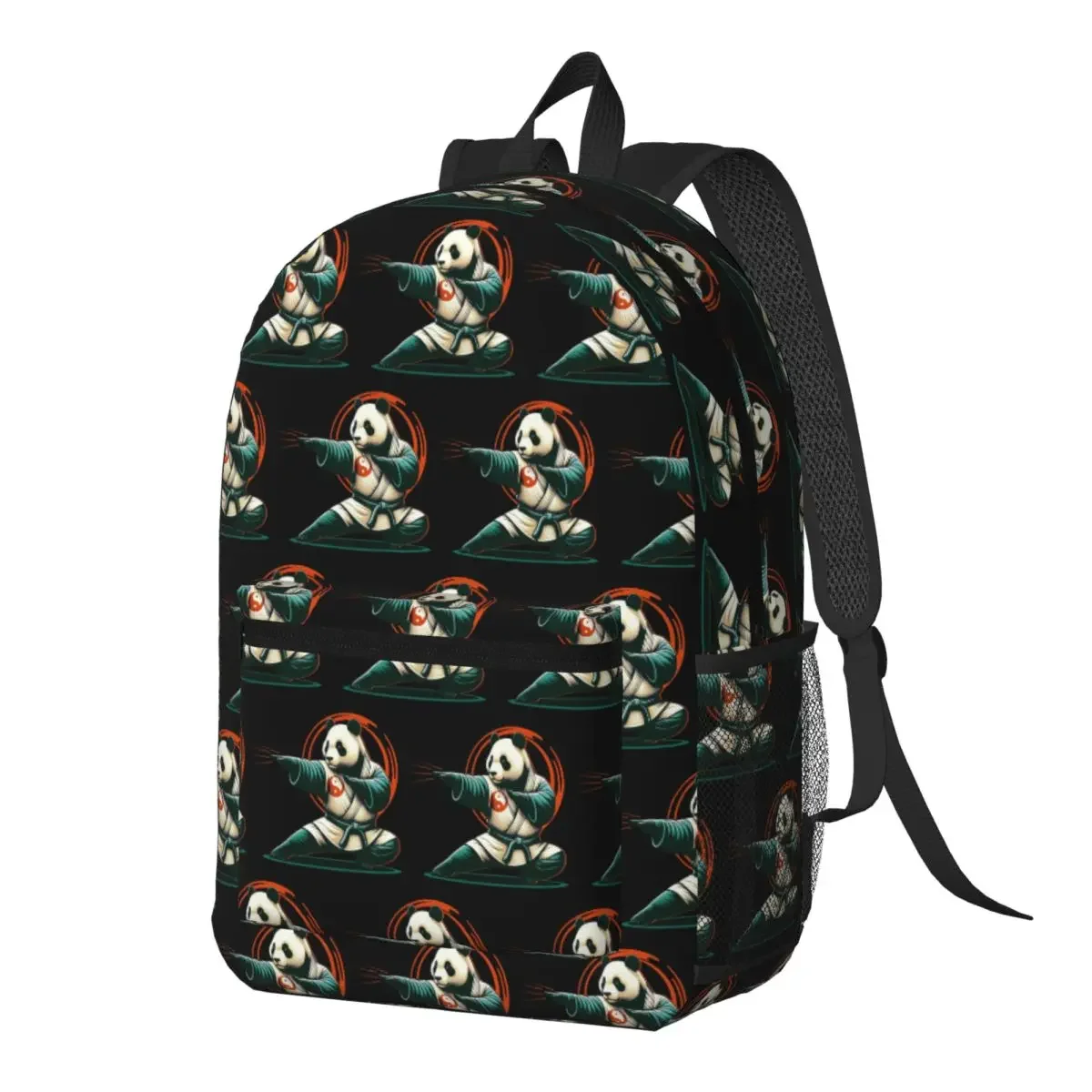 Yin Yang Karate Panda Backpack Daypack Large Capacity Kids BookBag School Bag Shoulder Bags for Men Women