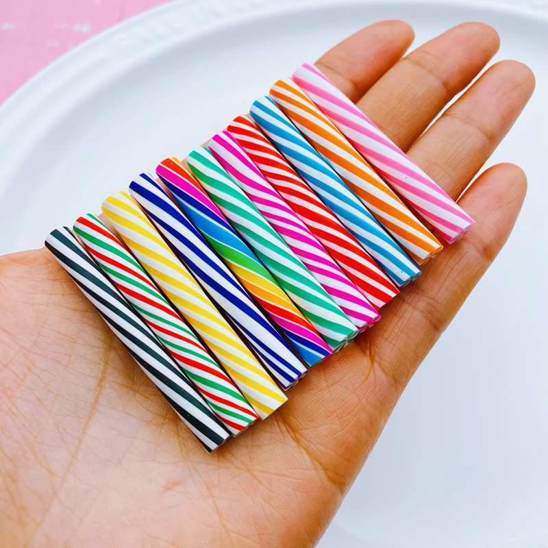 10pcs Newest Hot Selling kawaii Miniature Clay Candy Cane, for Crafts Making, Scrapbooking DIY