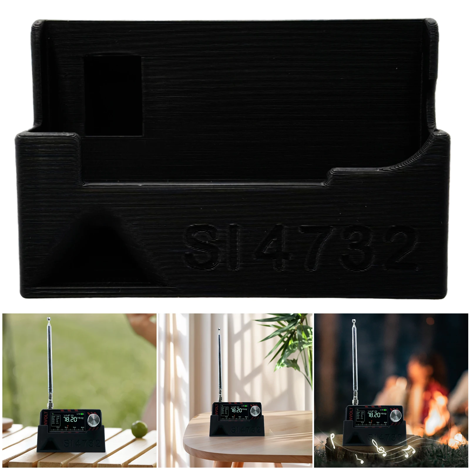 For AMNVOLT ATS MINI SI4732 DSP Radio Receiver Case with Built-In Sound Guide Groove Universal Radio Bracket Convenient Stand