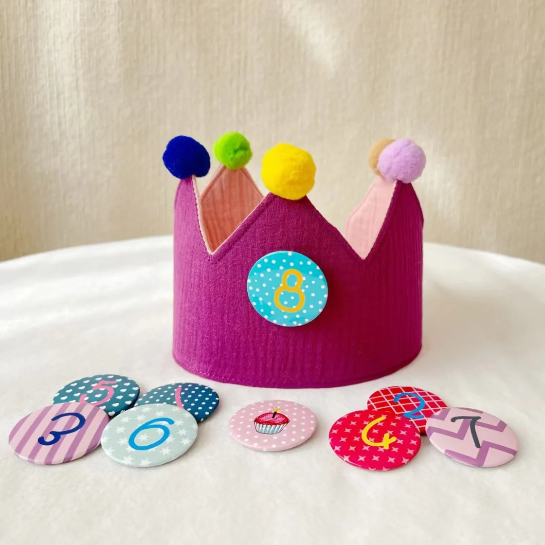 Handmade Birthday Party Hat Boys Girls Novelties Children Hat Interchangeable Numbers Crown1-8Years Adjustable Size Party Decor