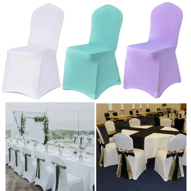 Solid Color Chair Cover Spandex Slip Cover Stretch Wedding Banquet Party Reataurant Banquet Hotel Dining Chair Covers