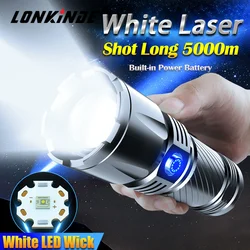 5000 Meters Throw LED Flashlight Typ-C Rechargeable Searching LED Spotlights 1000000 High Lumens White LED Tactical Flashlights