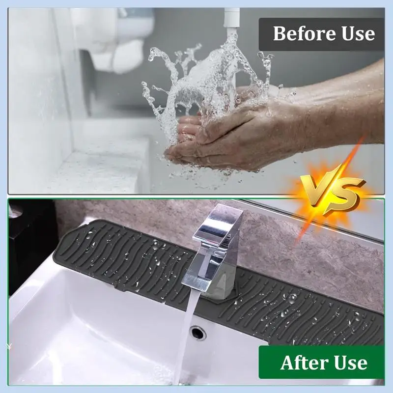 

AS63-2X брызговики для кухонной мойки, брызговик для раковины, коврик, длинная силиконовая ручка для крана, лоток для улавливания воды для кухни, черный