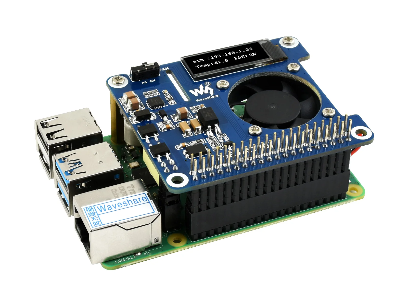 قبعة Waveshare Power Over Ethernet (النوع B) لـ Raspberry Pi 3B+/4B، 802.3af مطلوب معدات مصادر الطاقة، قبعة POE