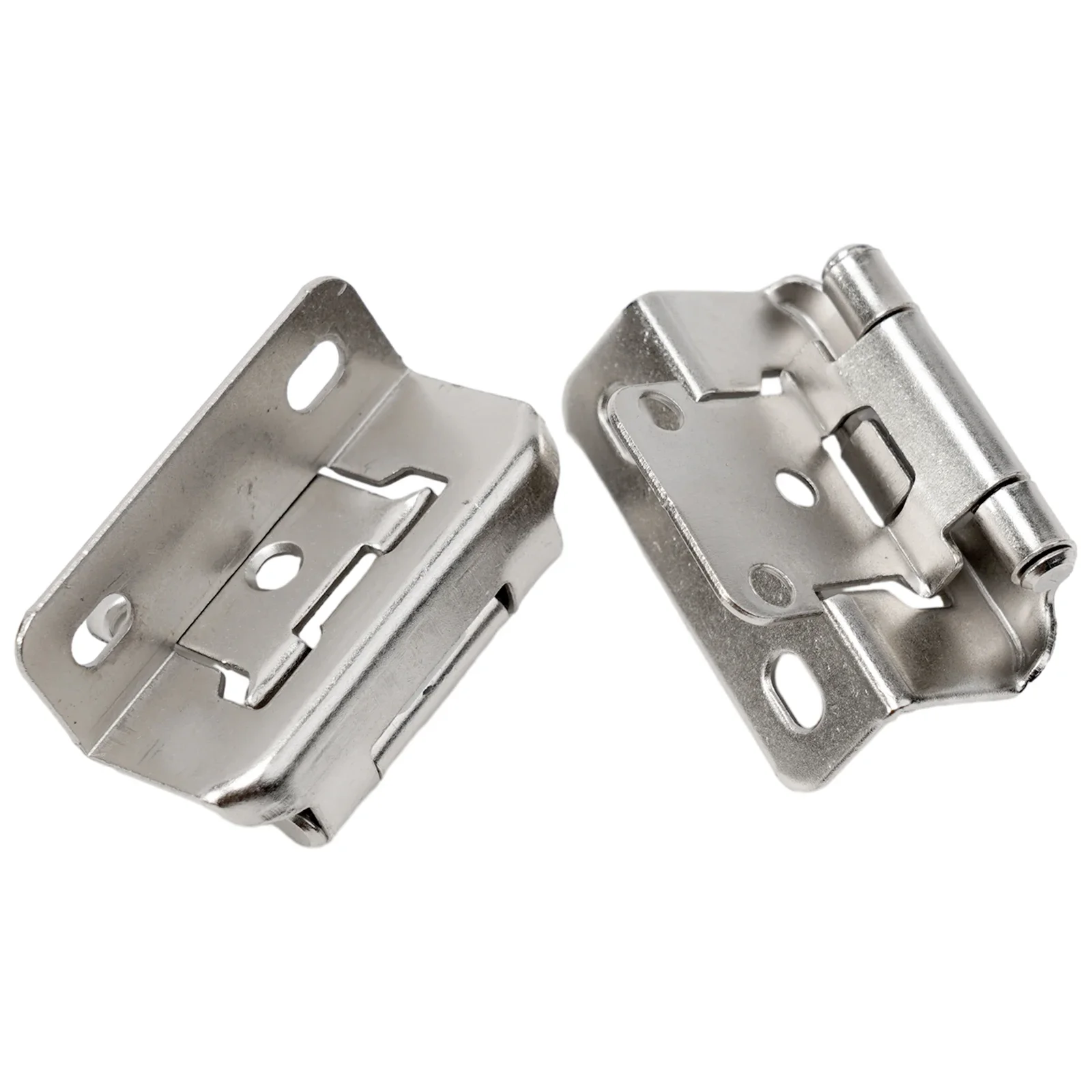 2Pcs Metal Self-Closing Hinge 1/2 Inch Overlay Semi Partial Wrap Around Self Closing Kitchen Cabinet Hinges Furniture Hardware