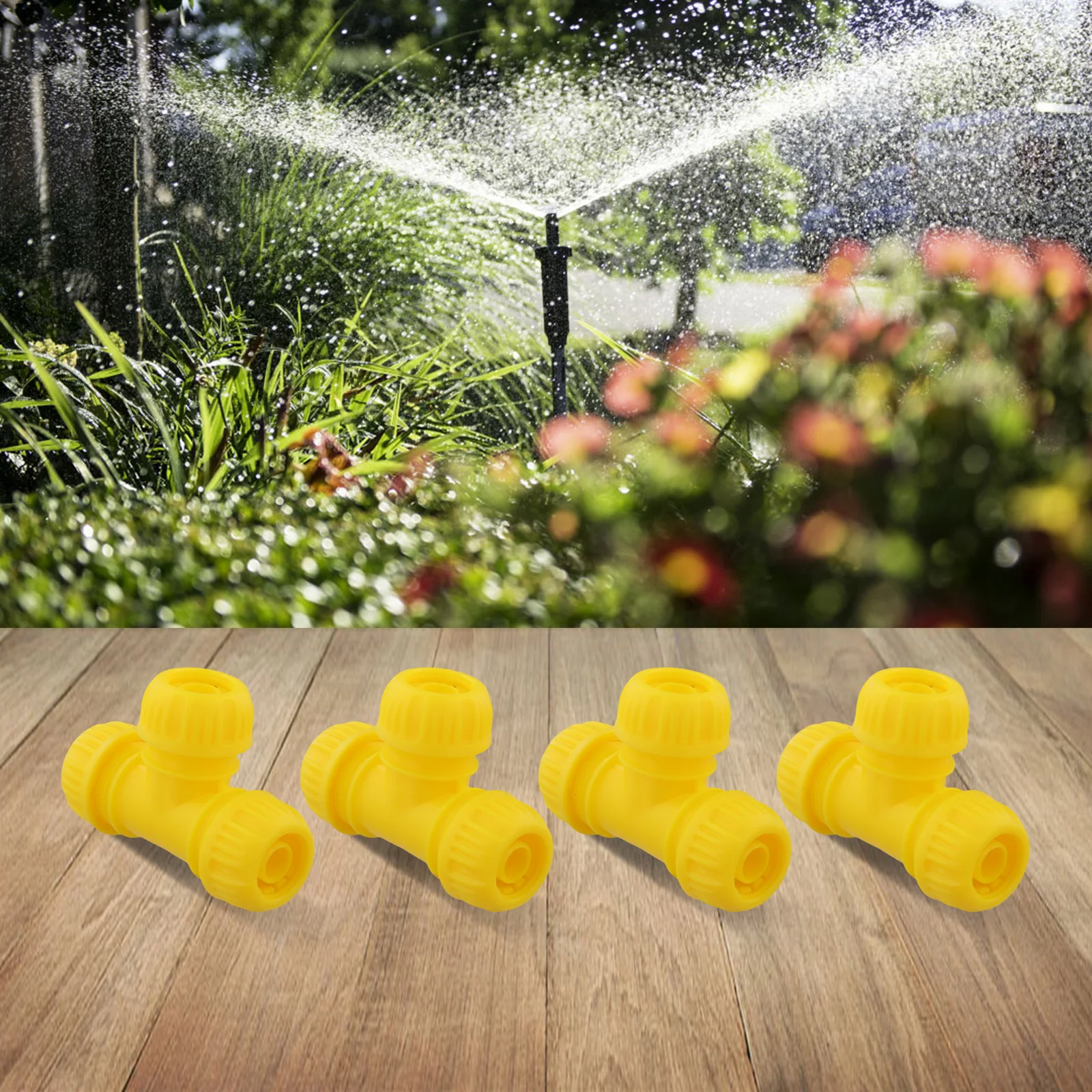4 Pack Hose Tee Fitting for Garden Water Management with Compatibility for 1in 3/4in and 1/2in Hose Connections