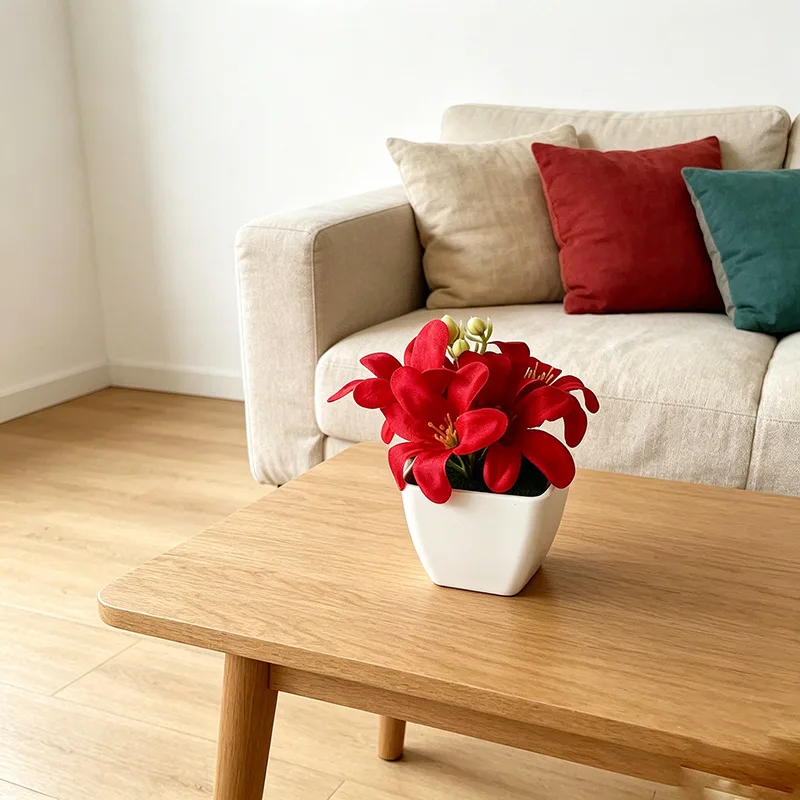 For Home Office Desk Miniature Artificial Lily For Elegant Home Decor 4.3 Inches Long Lasting Vibrancy Fade Resistant Material
