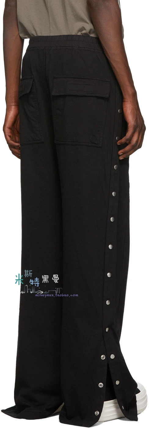 27-46 2025 novas roupas masculinas femininas estilo ro calças de moletom de malha de perna larga com botões de pressão de metal e fenda trajes plus si
