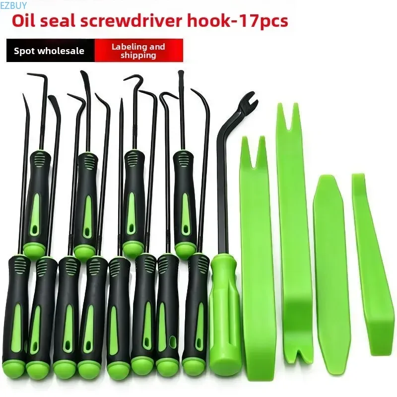 17-Piece Automotive Oil Seal Hook and O-Ring Puller Set, 6-Inch Screwdriver, Automotive Maintenance Tools