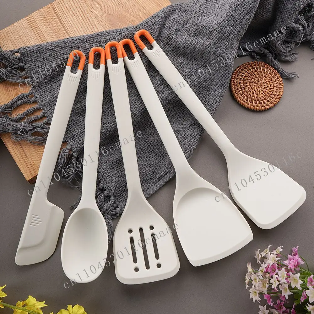 Silicone full-coverage kitchenware cooking set, kitchen storage bucket set of 11, non-stick pan special slotted spatula set