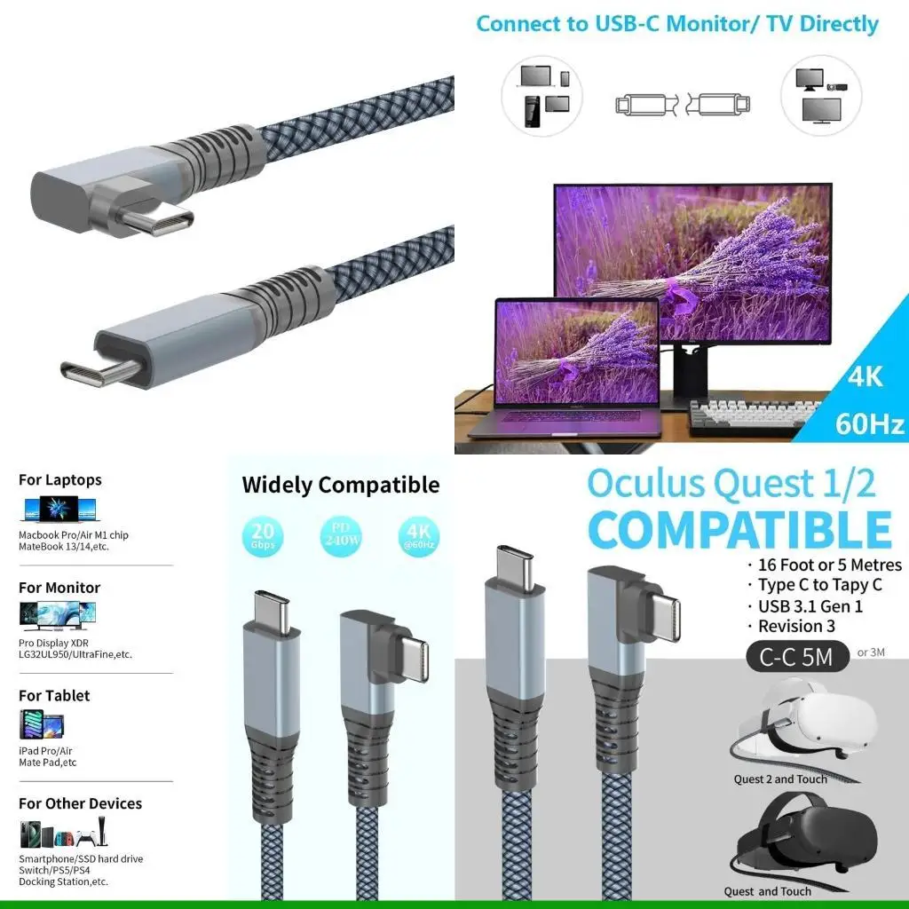 

U55C USB 3.2 to Type C Fast Charging Cable to Fast Cord for Mac Book and Type-C Laptops