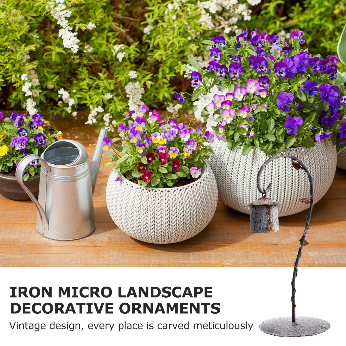 

Wrought Nest Decoration Rustic Micro Landscape Hut Cage Hanging Rack Desktop Ornament Space-Saving Iron Adornment