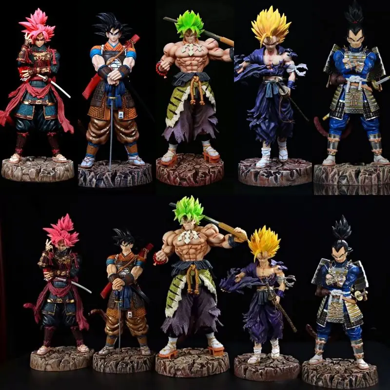 Estatua GK de Dragon Ball Samurai: Son Goku, Broly, Vegeta, Androide 18 - Figura de acción coleccionable de pie para coleccionistas de anime y decoración de escritorio