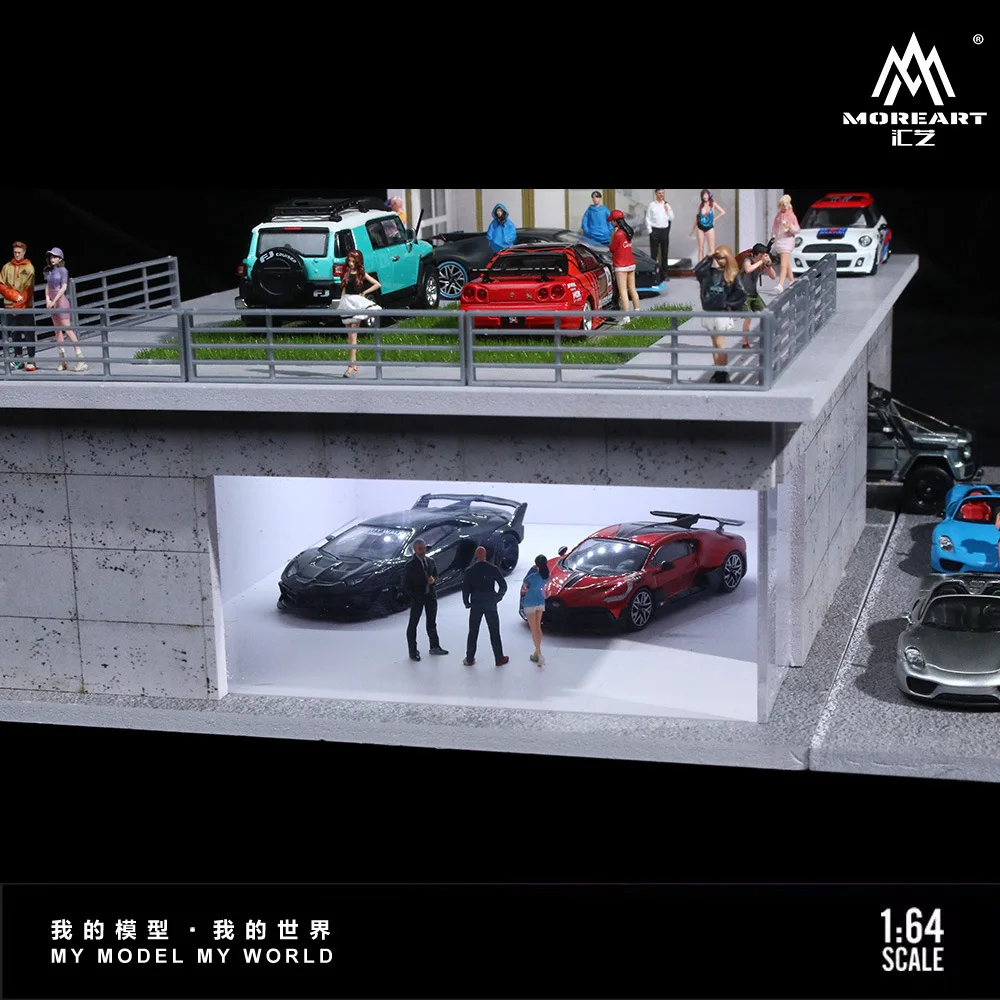 Car Garage Diorama Model 1:64 Morimoto Factory LED Scene Diorama