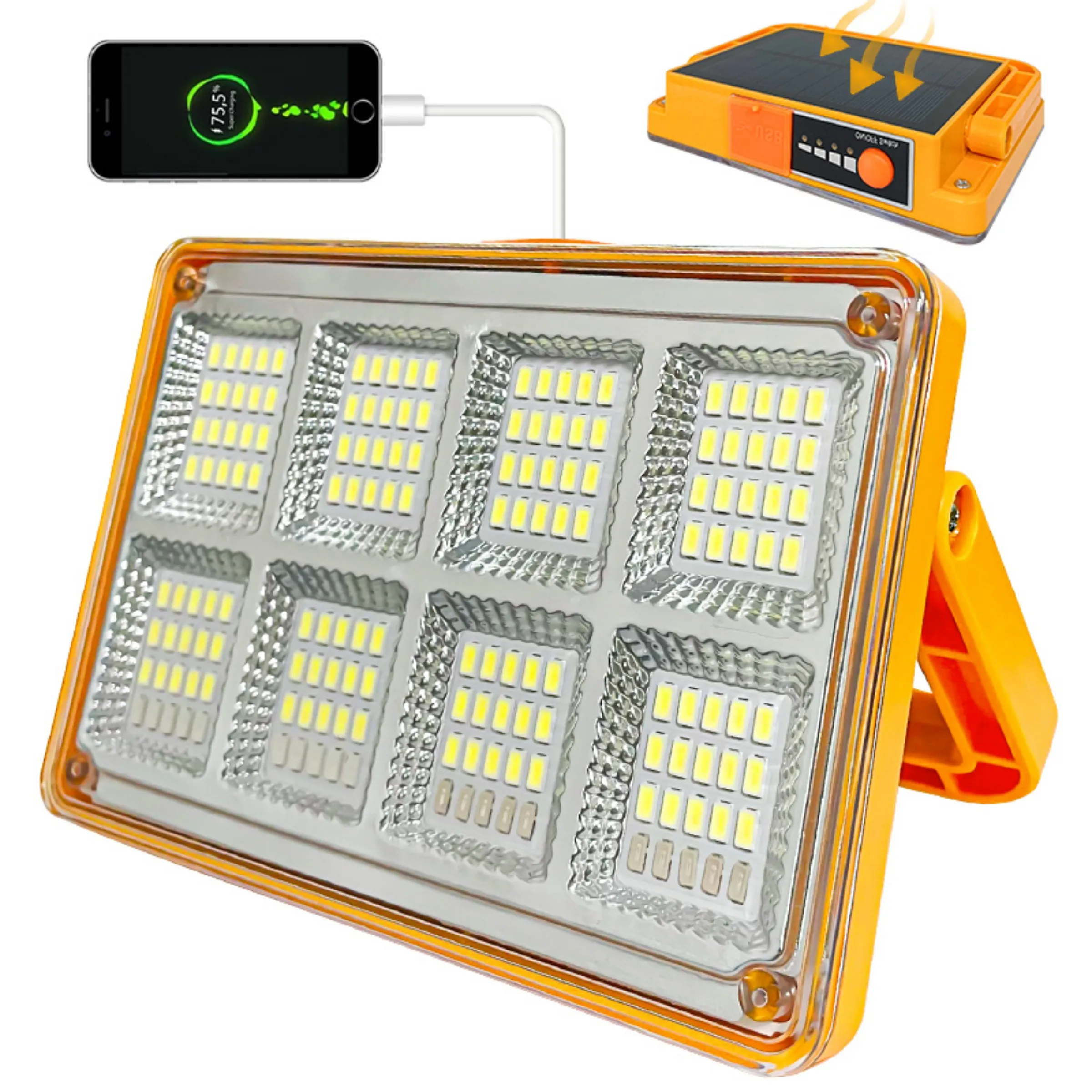 Solar Rechargeable LED Floodlight - Portable, Ultra-Bright, Cordless Floor Design with Color-Changing Feature, Emergencies