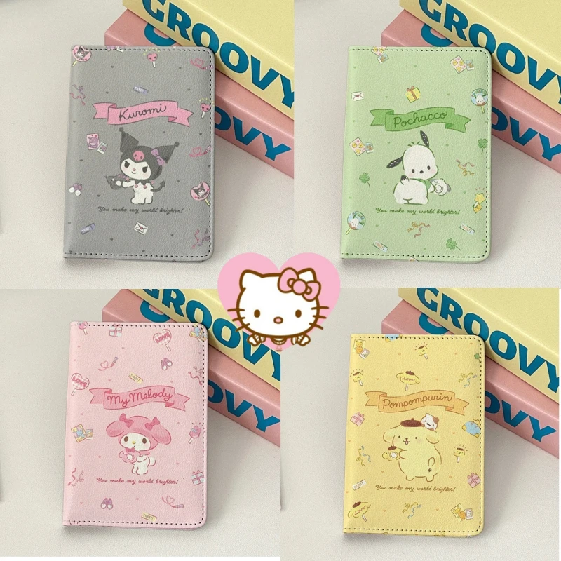 Sanrio Kuromi Melody Overseas Passport Card Holder Protective Cover Document Storage Bag Travel Wallet Women's Credit Card