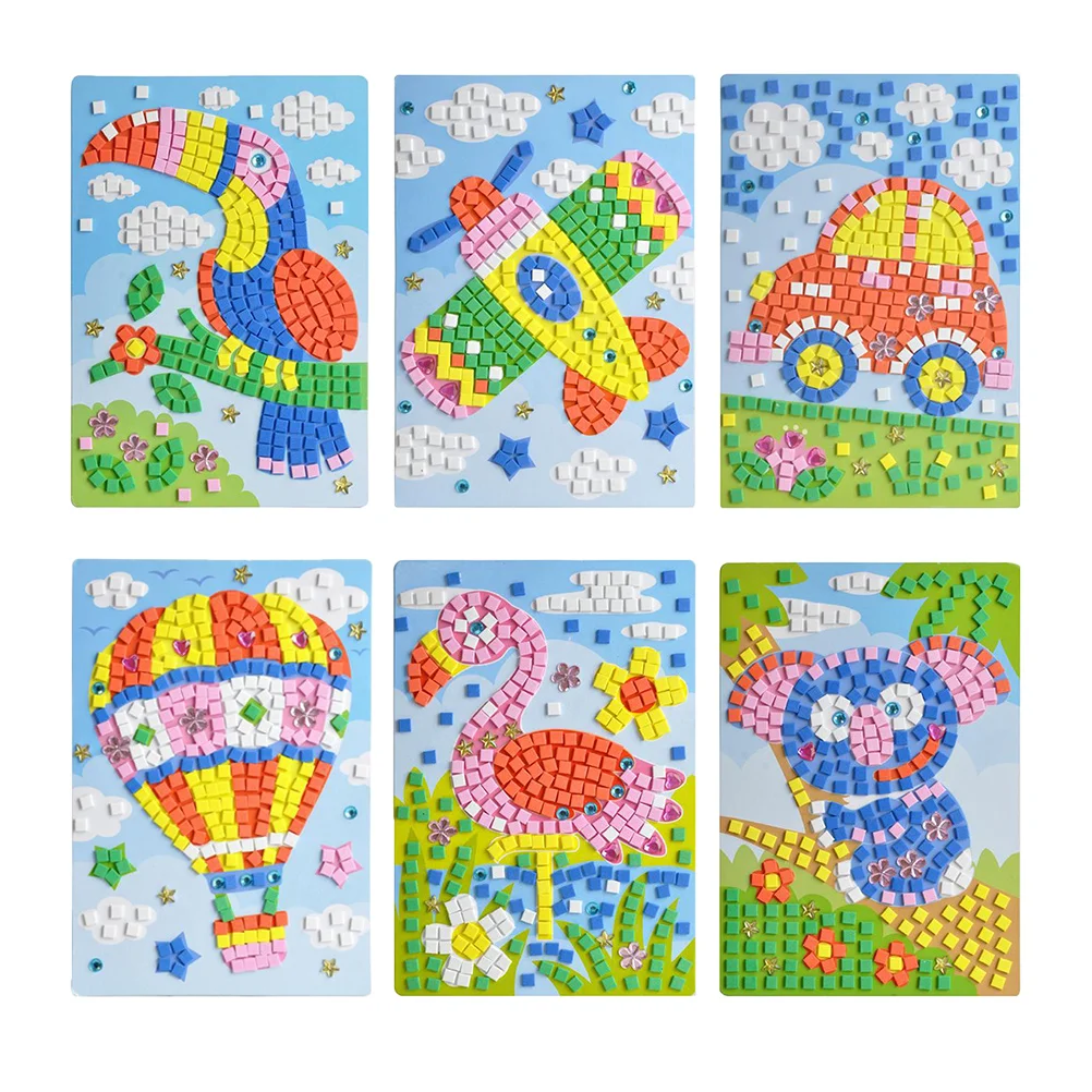 6 قطع من ملصقات الفسيفساء ثلاثية الأبعاد DIY للأطفال، مجموعة ألغاز إيفا فوم كرافت آرت للأطفال، لوازم النشاط التعليمي المشرق للفصول الدراسية #3