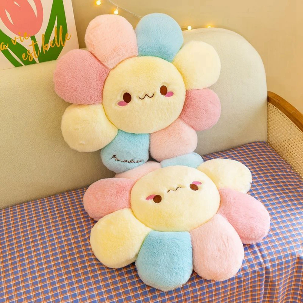 

40cm Cute Colorful Flowers Plush Toy Chair Cushion Sofa Cushion Sleeping Pillow Flower Doll Send Friends Birthday Gift