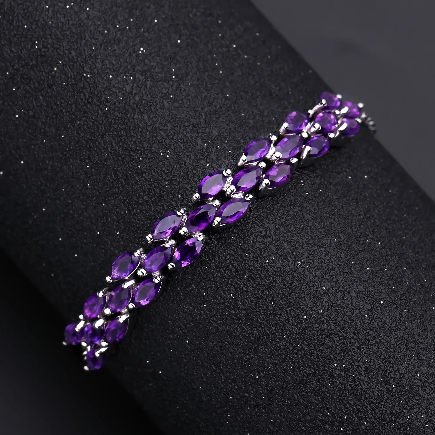 OANA Design Sense Natural Amethyst Bracelet Niche Design Style Princess Temperament S925 Silver Inlaid Colorful Treasure Jewelry