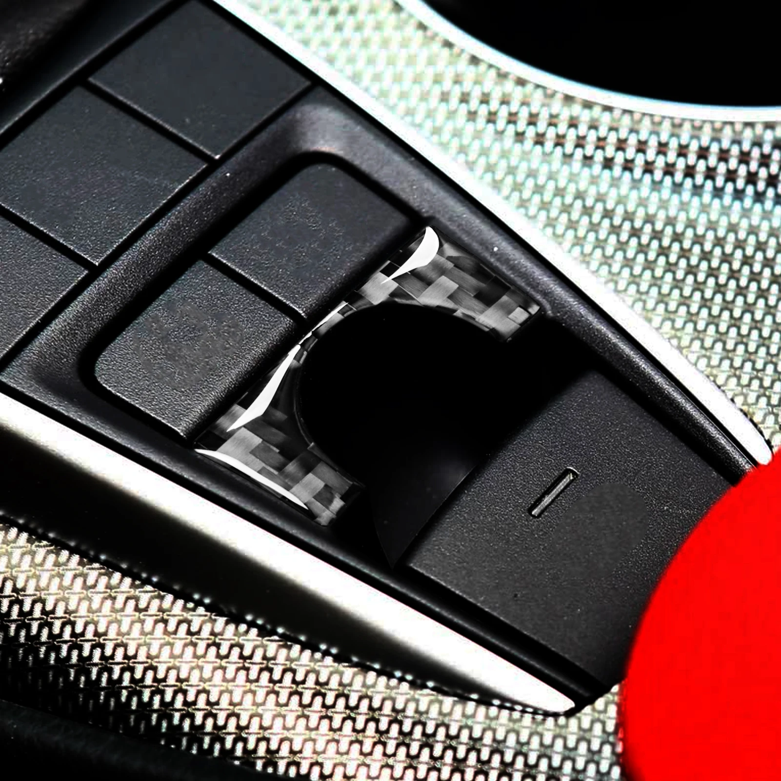 ألياف الكربون الحقيقية اكسسوارات السيارات مركز زر غطاء الكسوة ملصق لينة لتويوتا كامري XV70 2018 2019 2020 2021 2022 2023 2024