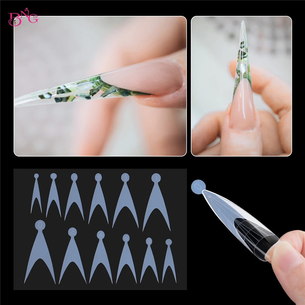 BNG 24Pcs Dual Forms Nails Silicone Molds Stiletto French Manicure Tools Formas Reusable Silicone Pads Stickers for Top Forms