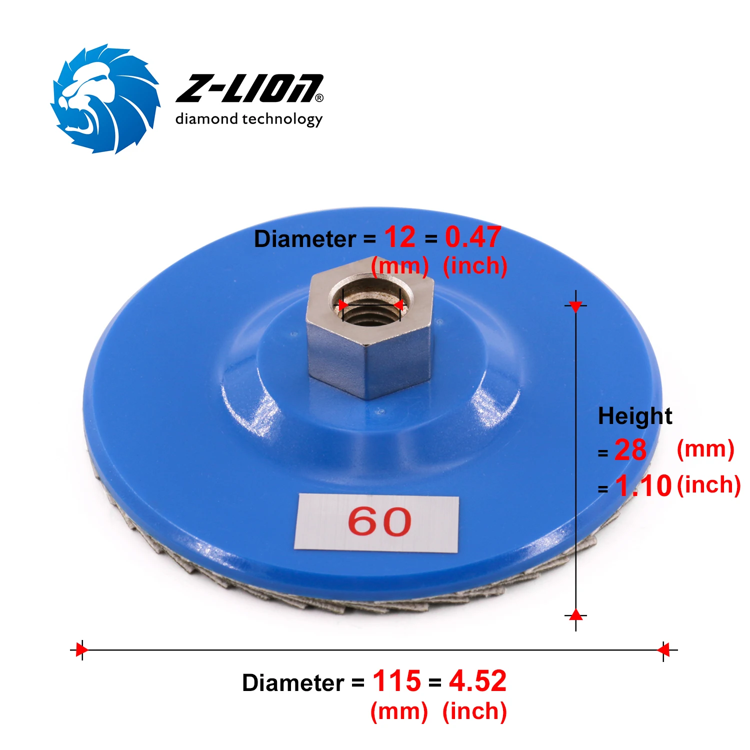 Disque de ponçage à rabat Z-LION 115mm Grit60/120/200/400 pour meuleuse d'angle Pierre Jewerly Polissage Outil Diamant Converasive