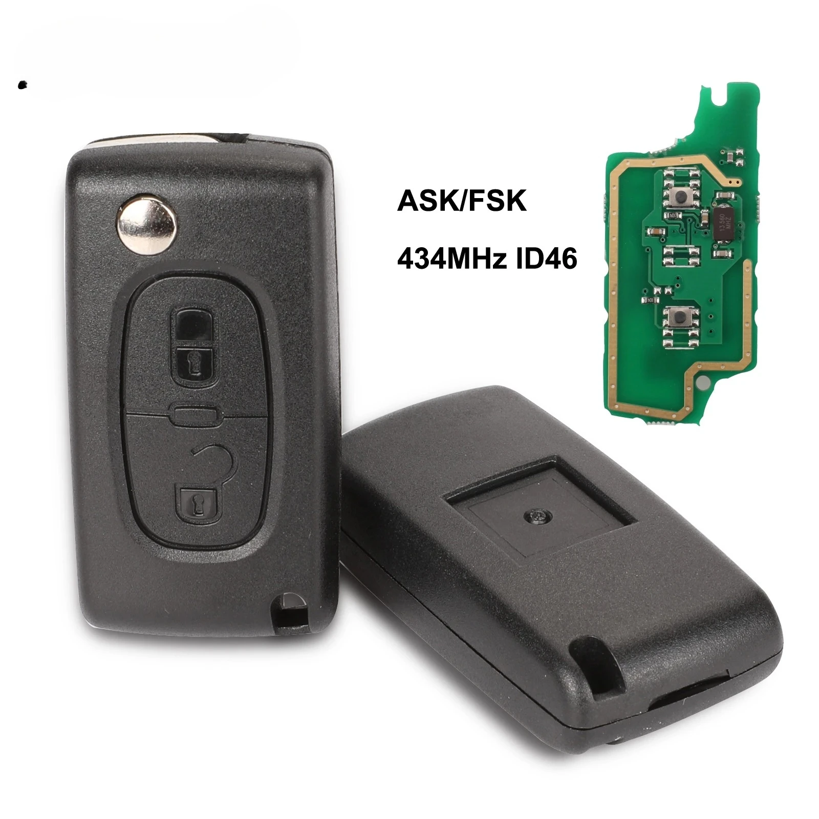 푸조 107 207 307 307S 308 407 607용 2버튼 플립 키 리모컨 FOB PCF7961 PCF7941 칩