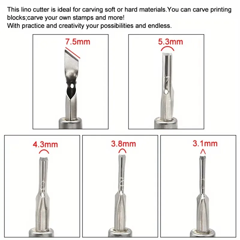 1 Set Printmaking Carving Tools Set with 5 Blade DIY Lino Block Cutting Stamp Carving Tool Accessories Art Sculpture Supplies