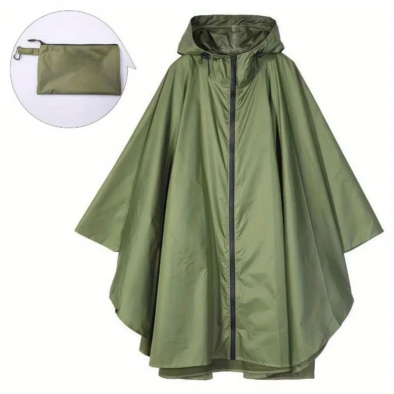 

Unisex Waterproof Raincoat Lightweight Poncho for Outdoor Hiking Riding with Zipper Fashion Cloak Adult Rainwear