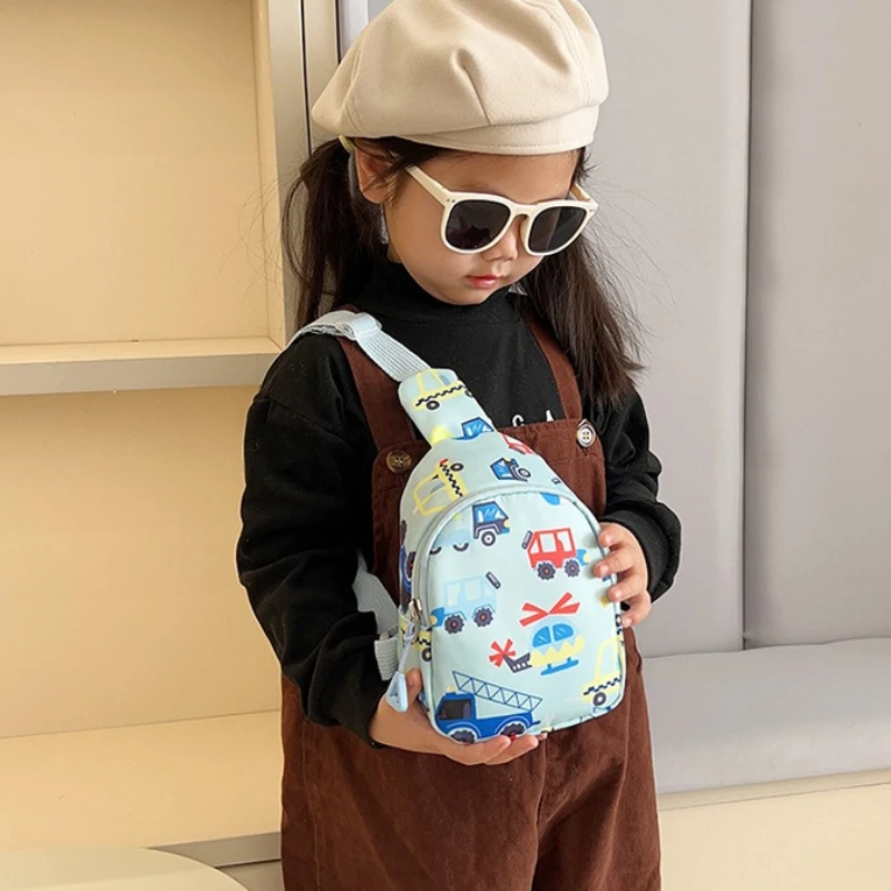 Cute Graffiti Car Chest Bags for Boy Girl New Outdoor Travel Kids Shoulder Bags Fashion Girl Snack Crossbody Bags Coin Purse