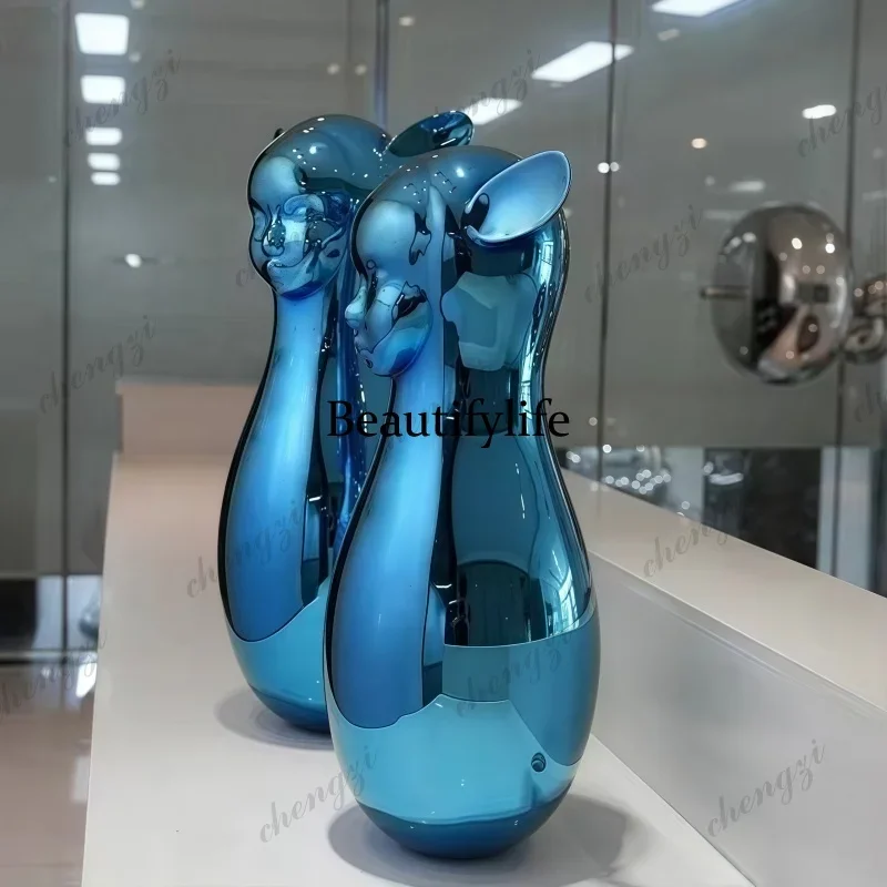 H134  Modern style electroplated blue mirror polished home decoration metal handicrafts, 304, 316 stainless steel sculptures