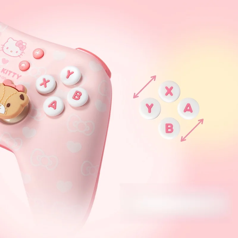 Pink White Soft Silicone Rubber Joystick Caps and DPad Cover for Nintendo Switch 2 Pro Controller Thumb Button Case ABXY