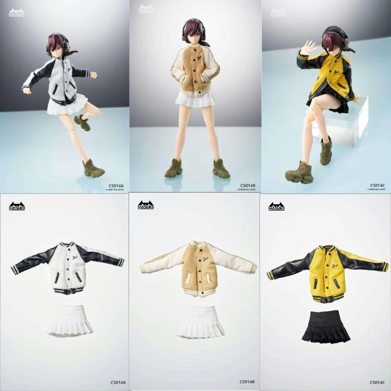 

HASUKI 1/12 CS014 Комплект одежды для мобильного костюма: бейсбольная куртка и плиссированная юбка, аксессуар для 6-дюймовой фигурки женщины-солдата Snail Shell
