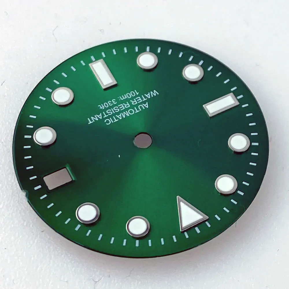 New 29mm Sunburst Green Black Blue Gloss Watch Dial for NH35 NH36 Movement Green Luminous For Dive Men Watch Accessories Parts