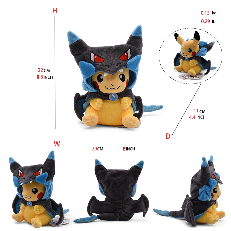 Cos Eevee Pikachu Cosplay Plüschtiere Charizard Peluche Lucario Stofftierpuppe Sammlerstück Geschenk, Cartoon 20-30CM