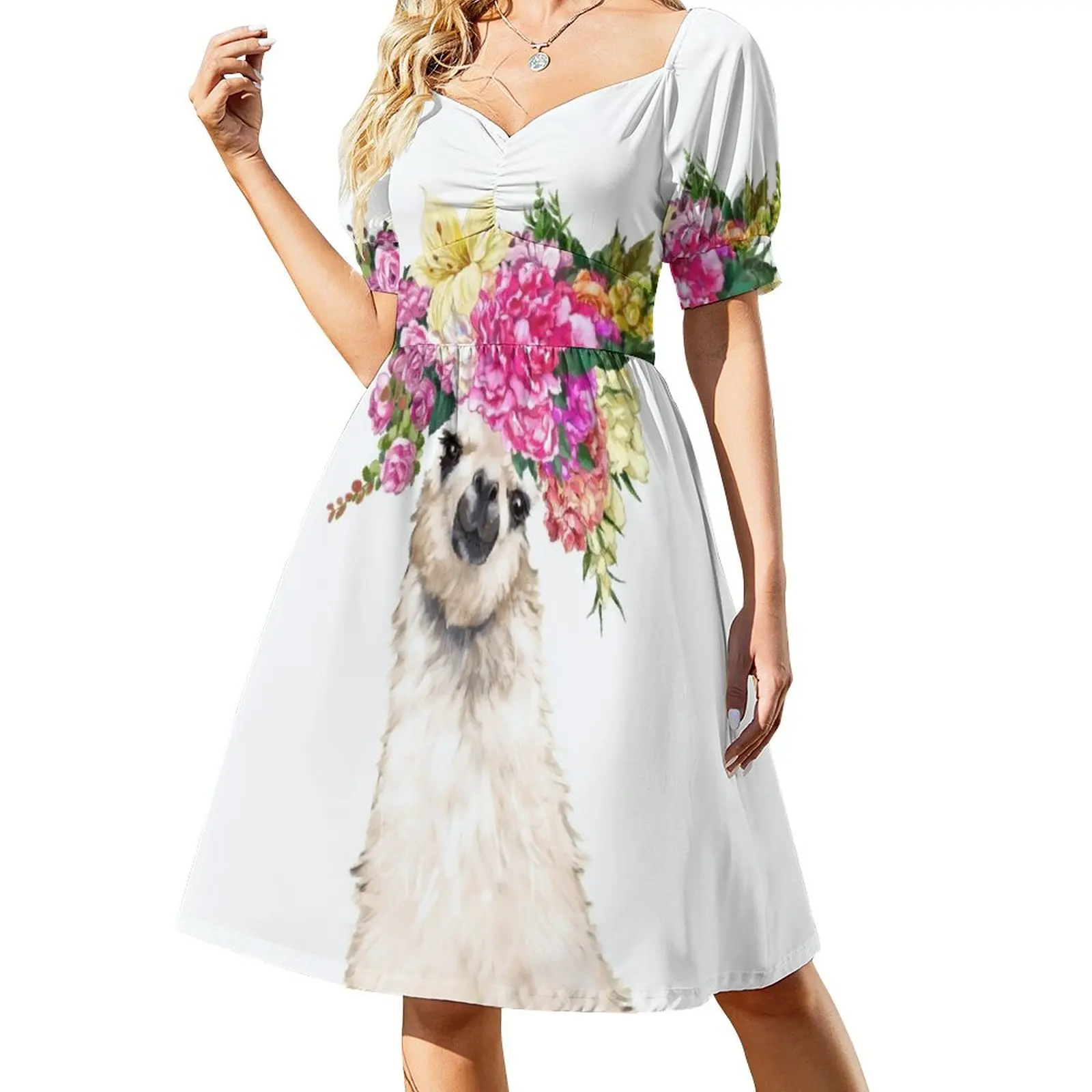 Flower Crown Llama Dress birthday dresses for women women party dresses Summer women's clothing