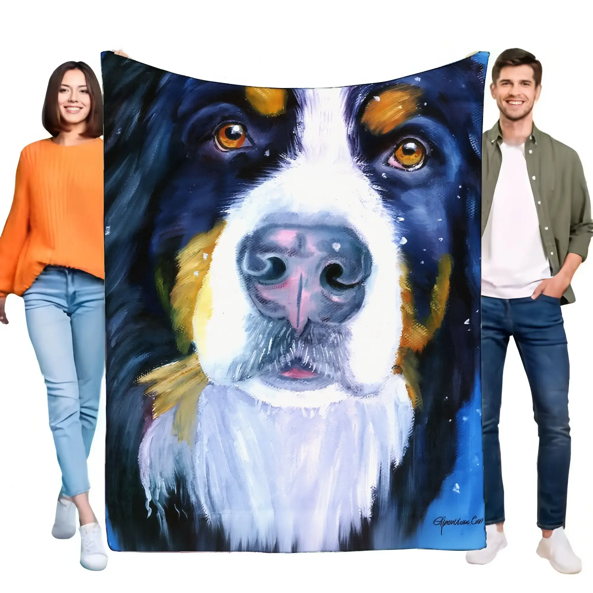 Large Dog Blanket Soft Flannel Throw featuring Realistic Dog Portrait, Cozy Home Decor for Pet Lovers, Perfect for Sofa, Bed, or