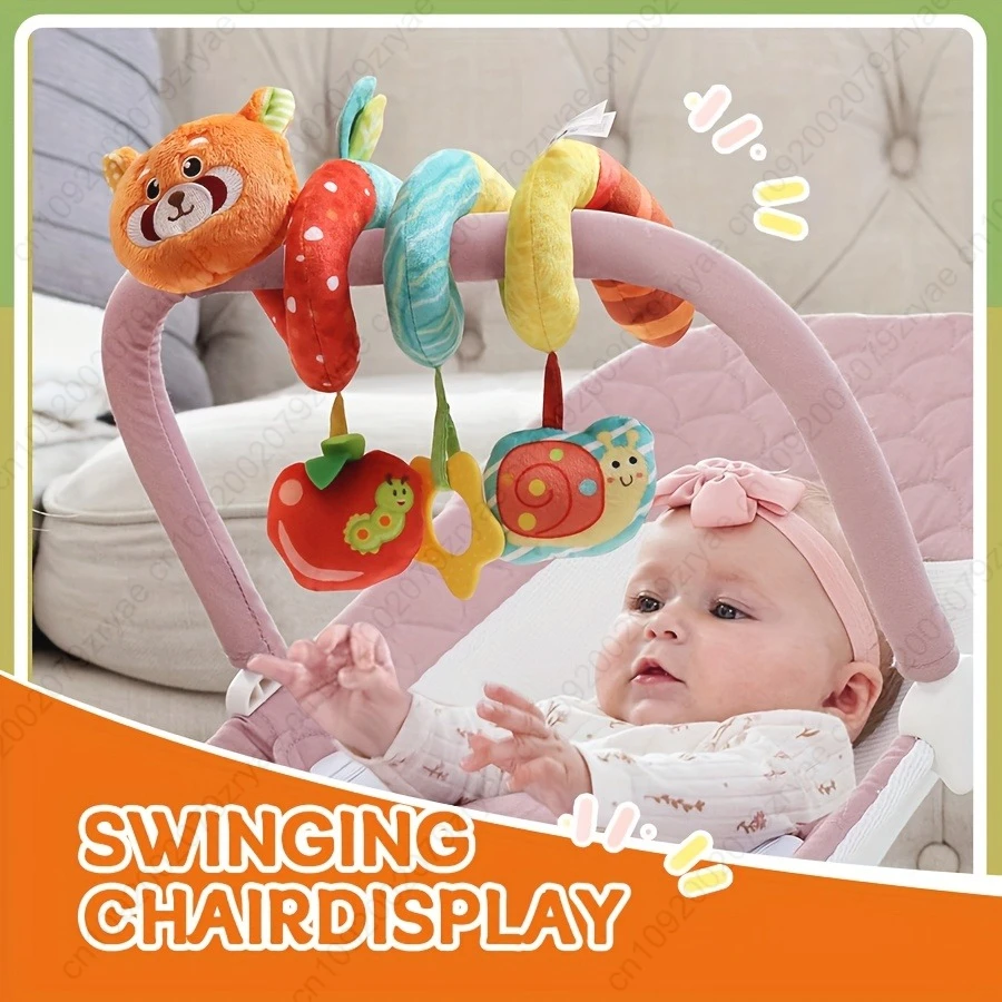 Letto a spirale per bambini sospeso con giocattoli di peluche, campana a manovella e ciambella - Giocattolo sensoriale in morbido tessuto per neonati, Halloween e Natale