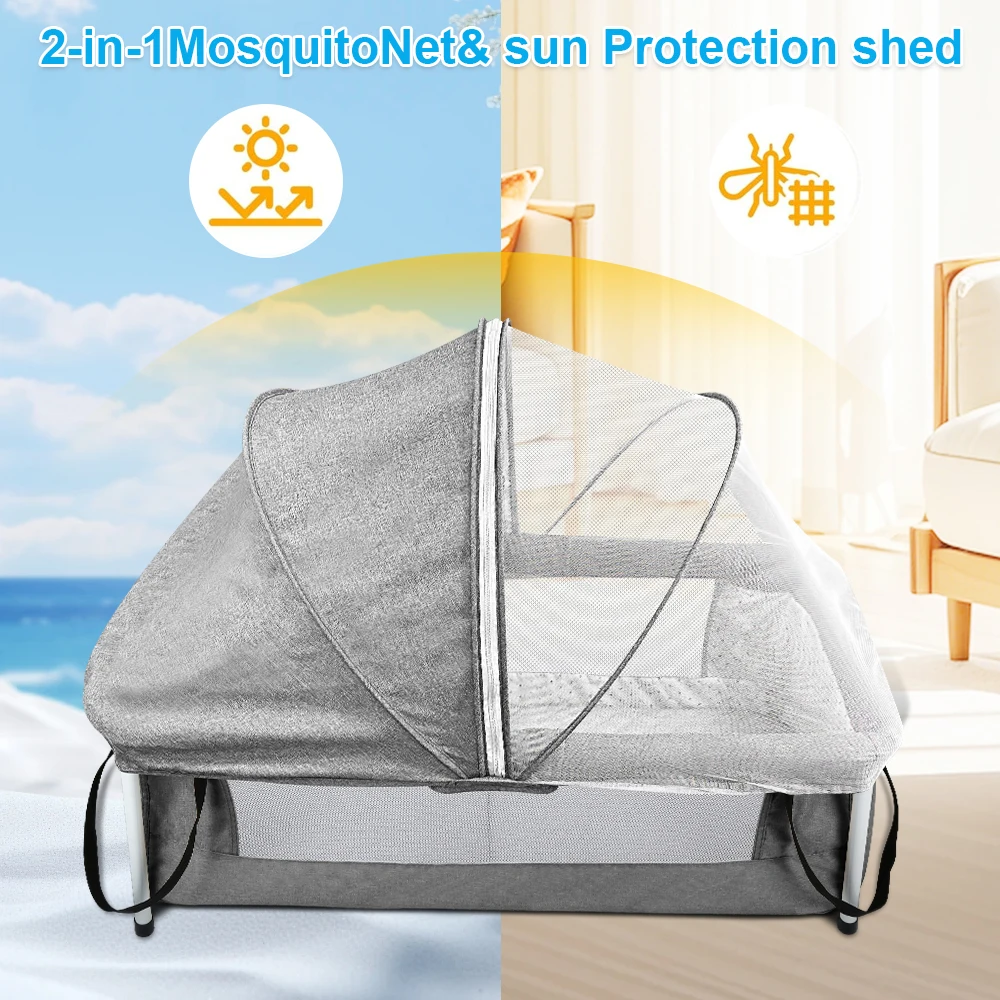 Zusammenklappbares Reisebett für Babys, zusammenklappbares Stubenwagen, Baby-Reisebett mit Netz, tragbares Kinderbett für Neugeborene, 90 x 70 x 50 cm – Detail 1