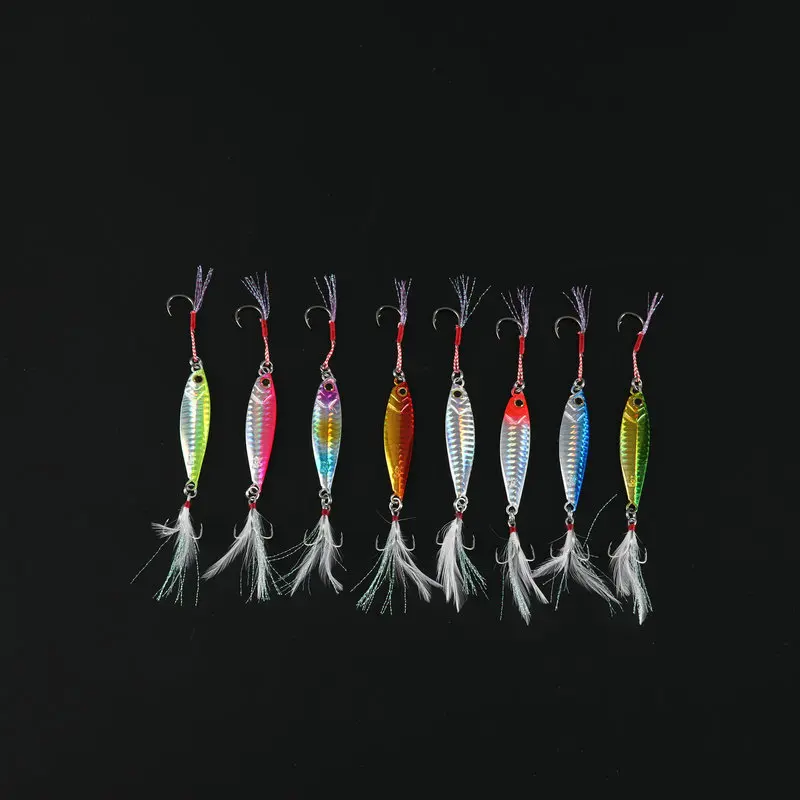 Fishing Slow Shaking Jigs Lure Shore Casting Jigbait Artificial Hard Metal Lures Bait Double Hooks 7g  15g 25g Lot 7 Pieces